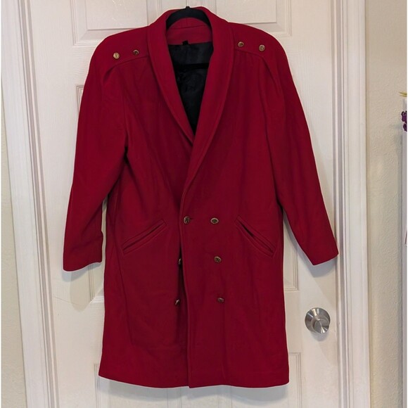 VINTAGE (J. GALLERY) WOMEN'S Red WOOL BLEND LINED KNEE LENGTH COAT SIZE 9/10 - Picture 1 of 14